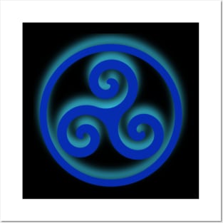 Triple Blue Spiral Posters and Art